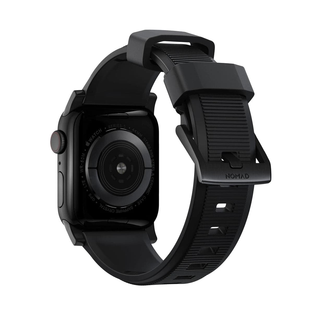 Řemínek pro Apple Watch 42/44/45/49 mm Nomad Rugged Strap - černý s černou přezkou - náhled 2