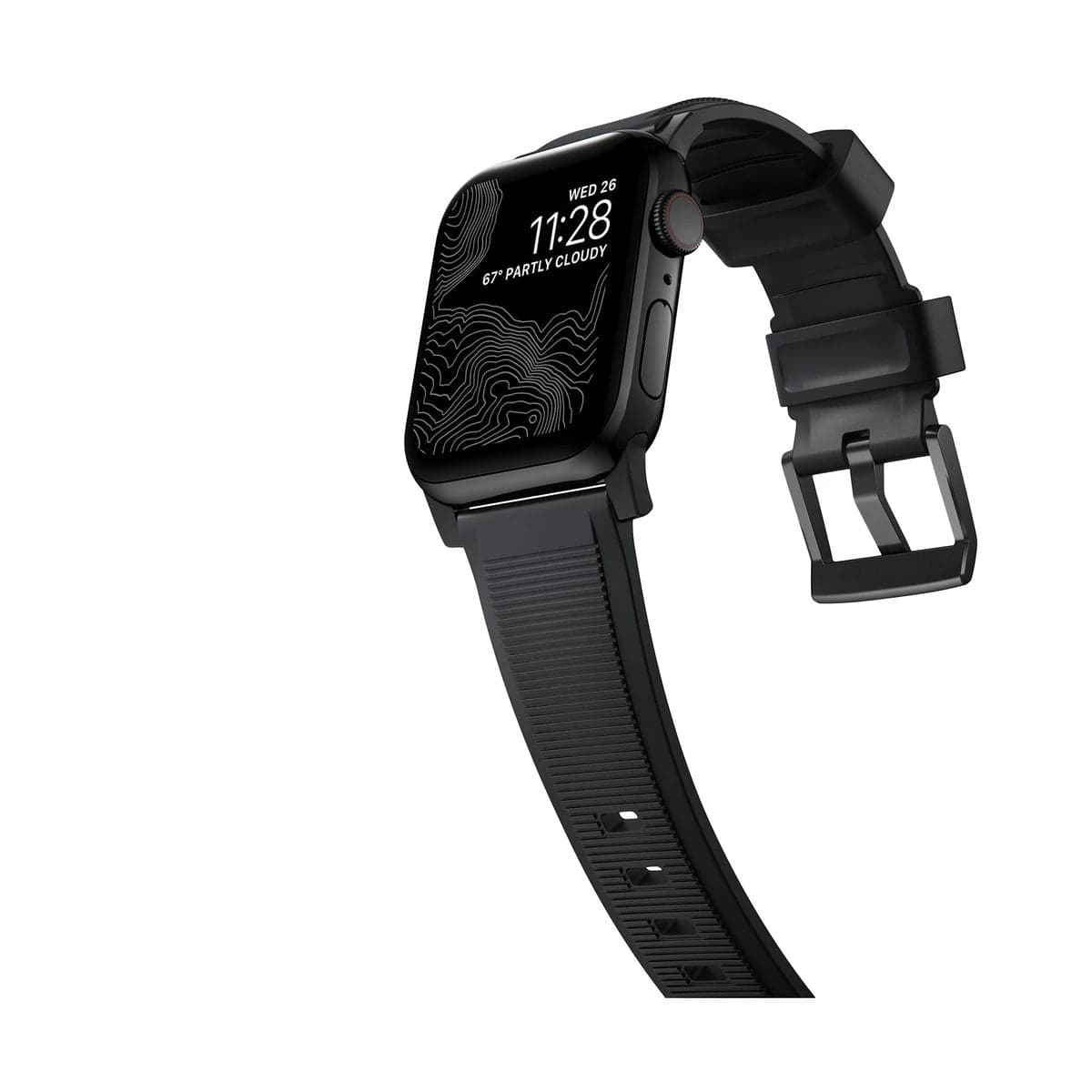 Řemínek pro Apple Watch 42/44/45/49 mm Nomad Rugged Strap - černý s černou přezkou - náhled 5