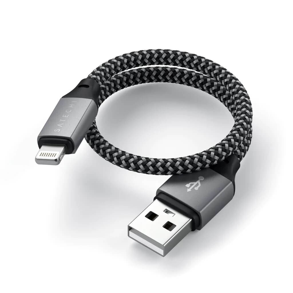 Pletený kabel Satechi USB-A na Lightning 25 cm – šedý - náhled 2