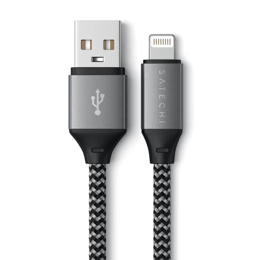 Pletený kabel Satechi USB-A na Lightning 25 cm – šedý - náhled 3