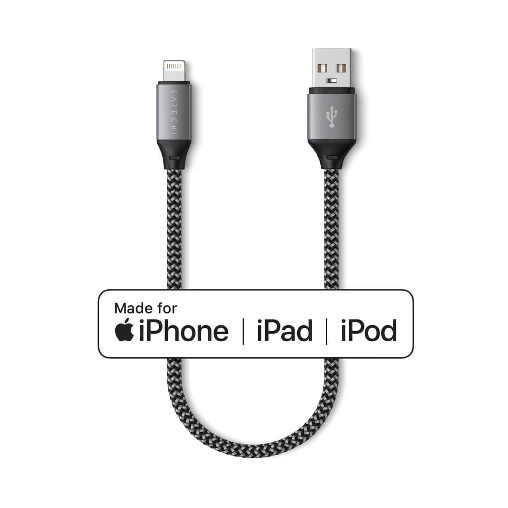 Pletený kabel Satechi USB-A na Lightning 25 cm – šedý - náhled 5