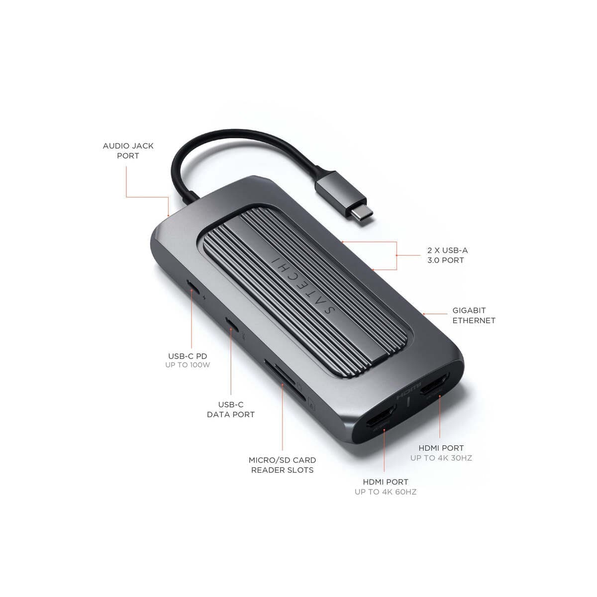 Hliníkový USB-C HUB MX Satechi - vesmírně šedý - náhled 3