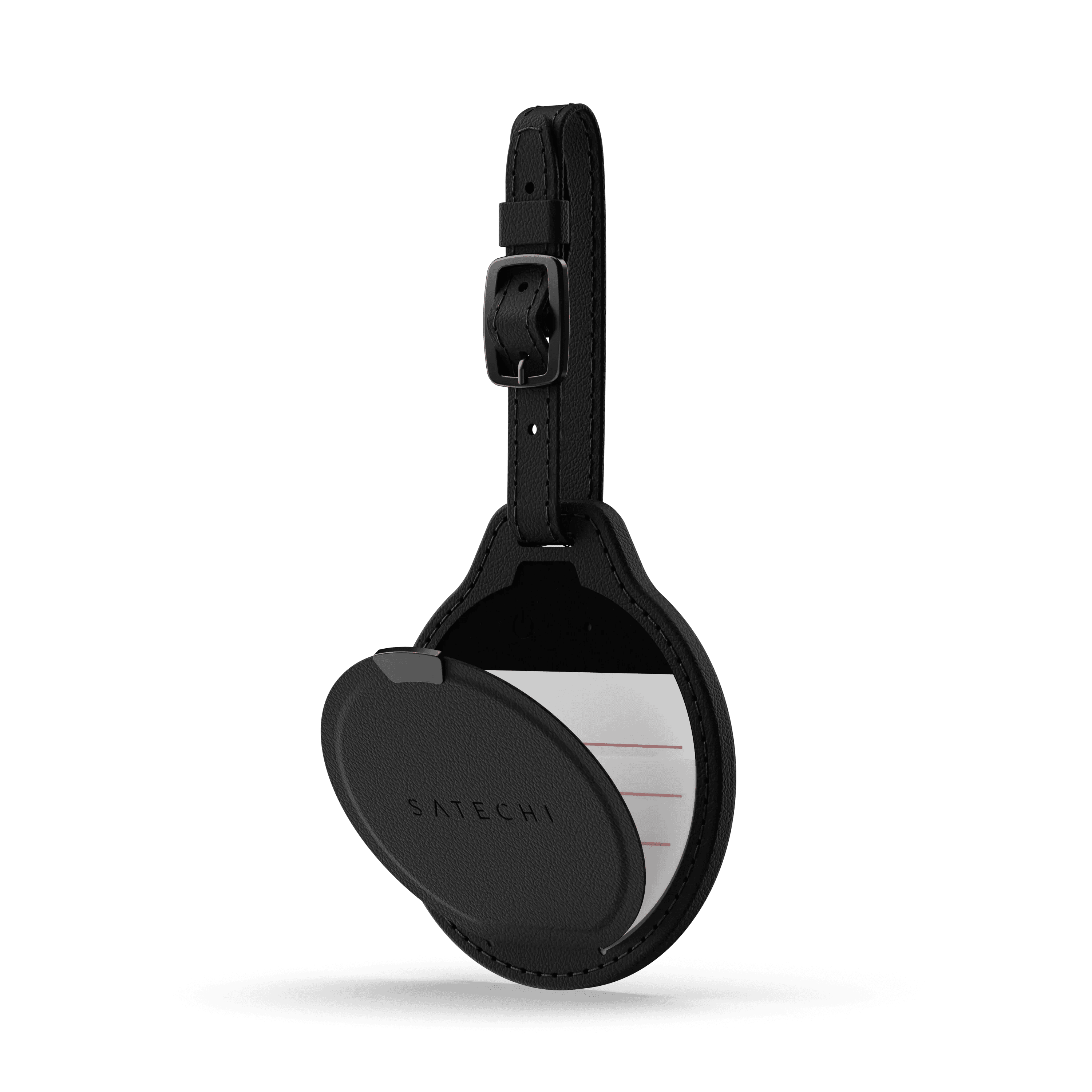 Jmenovka z veganské kůže Satechi FindAll Luggage Tag s kapsou na AirTag - černá