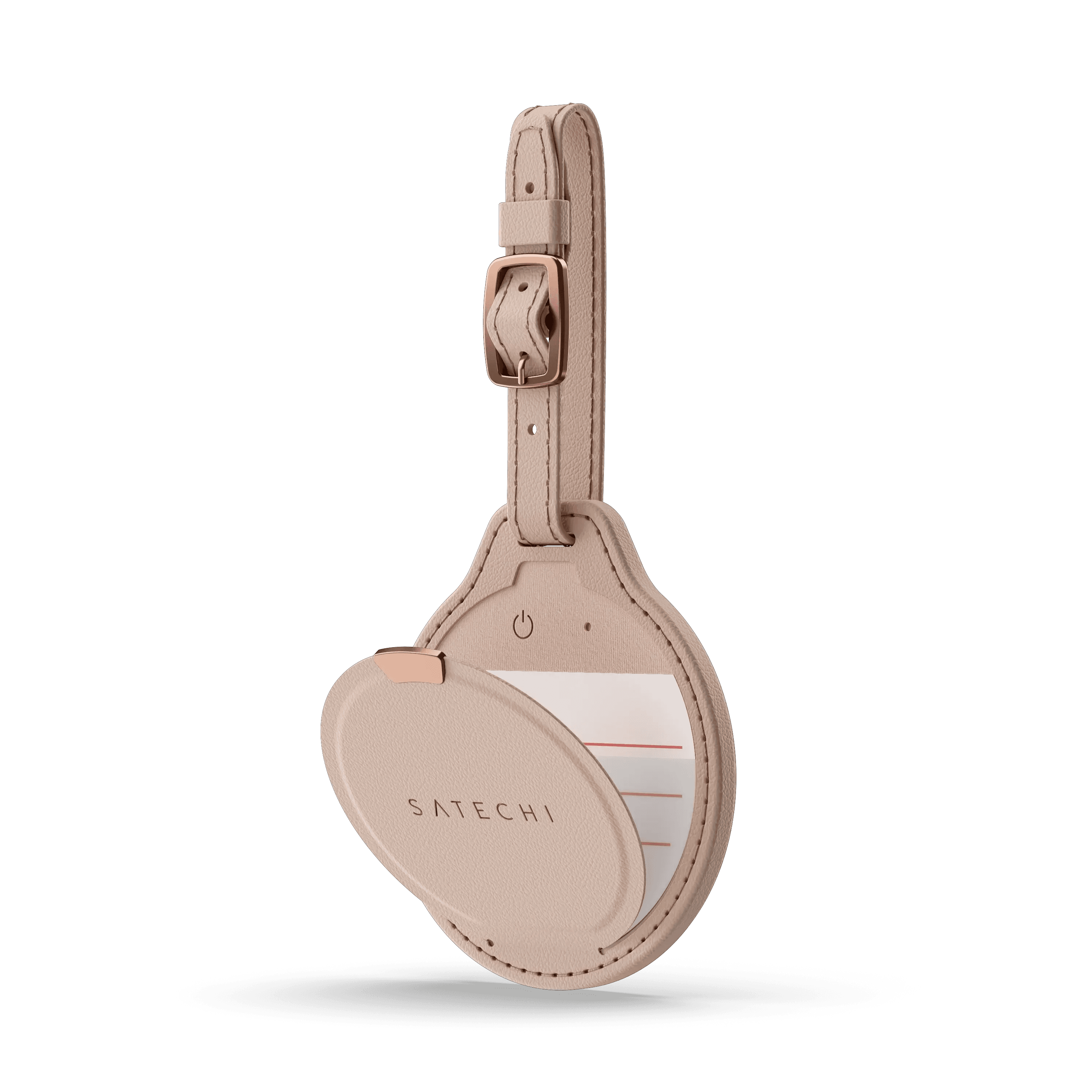 Jmenovka z veganské kůže Satechi FindAll Luggage Tag s kapsou na AirTag - růžová