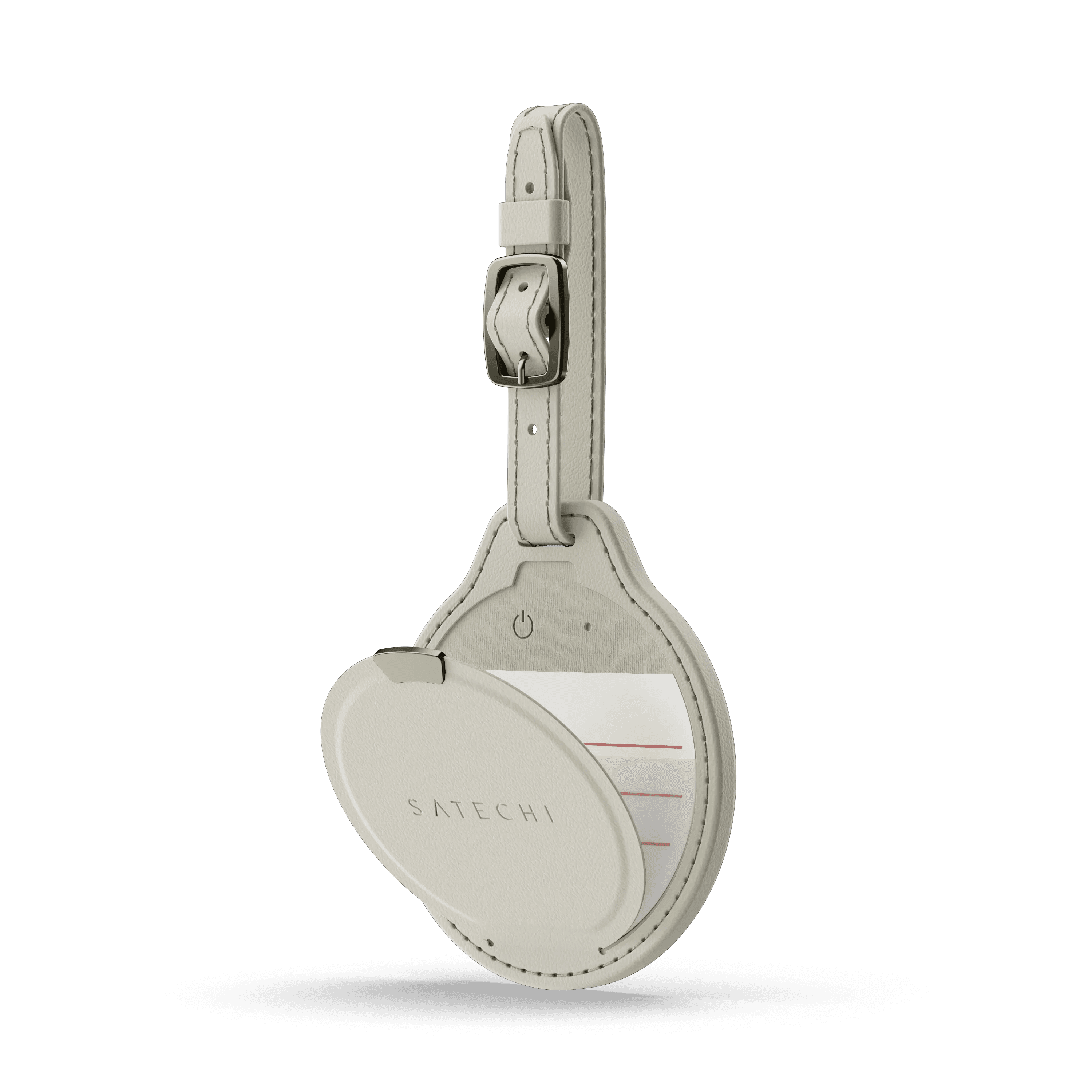 Jmenovka z veganské kůže Satechi FindAll Luggage Tag s kapsou na AirTag - světlá