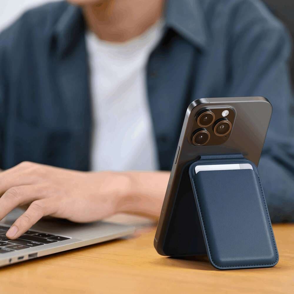 Magnetický stojánek s peněženkou pro iPhone Satechi - modrý - náhled 5
