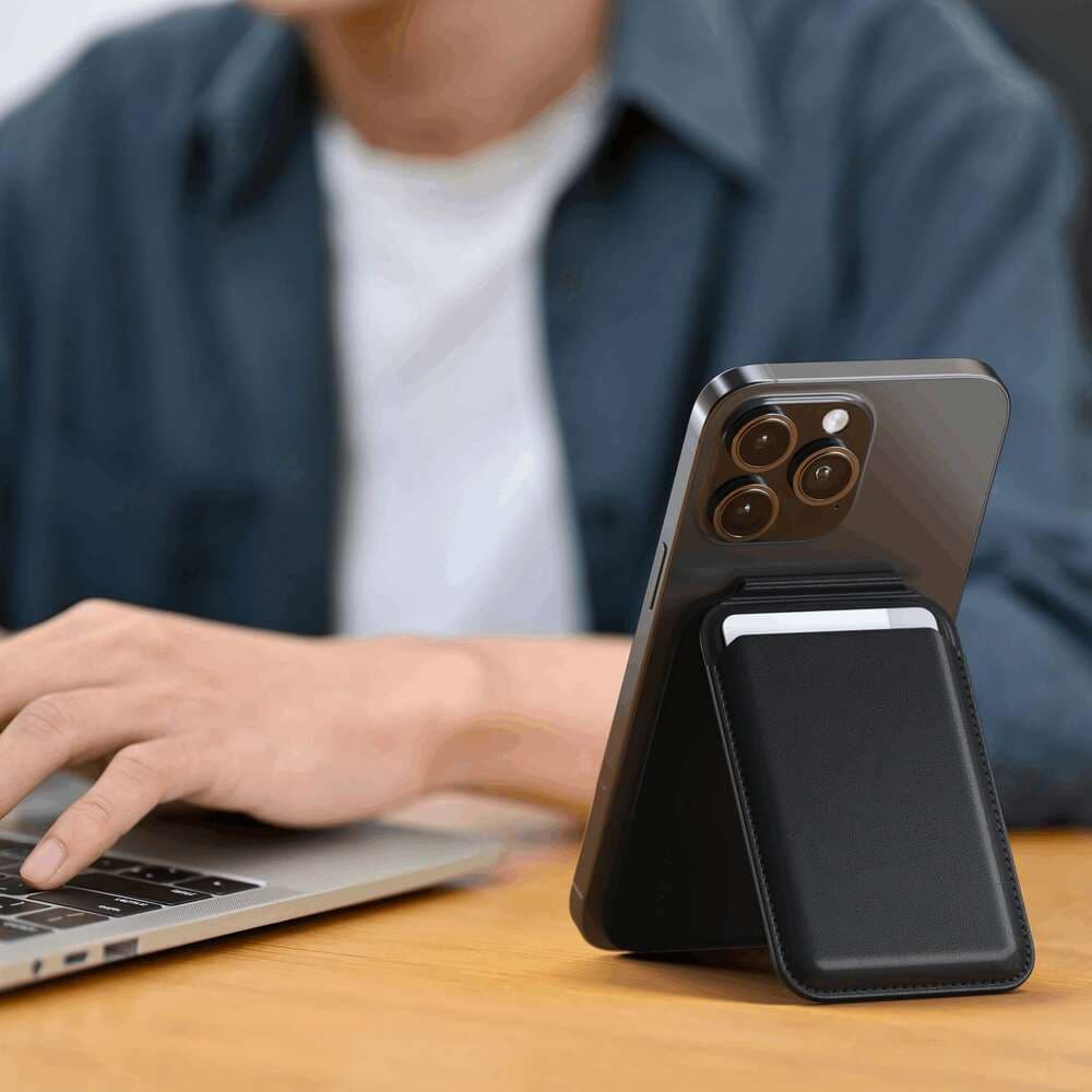 Magnetický stojánek s peněženkou pro iPhone Satechi - černý - náhled 5