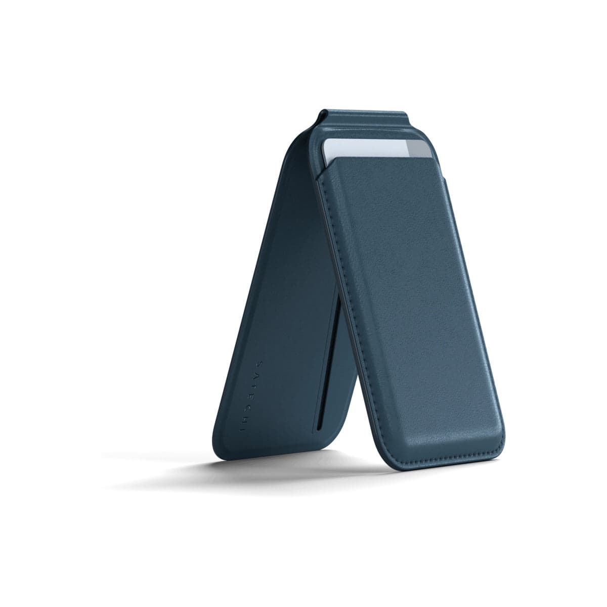Magnetický stojánek s peněženkou pro iPhone Satechi - modrý